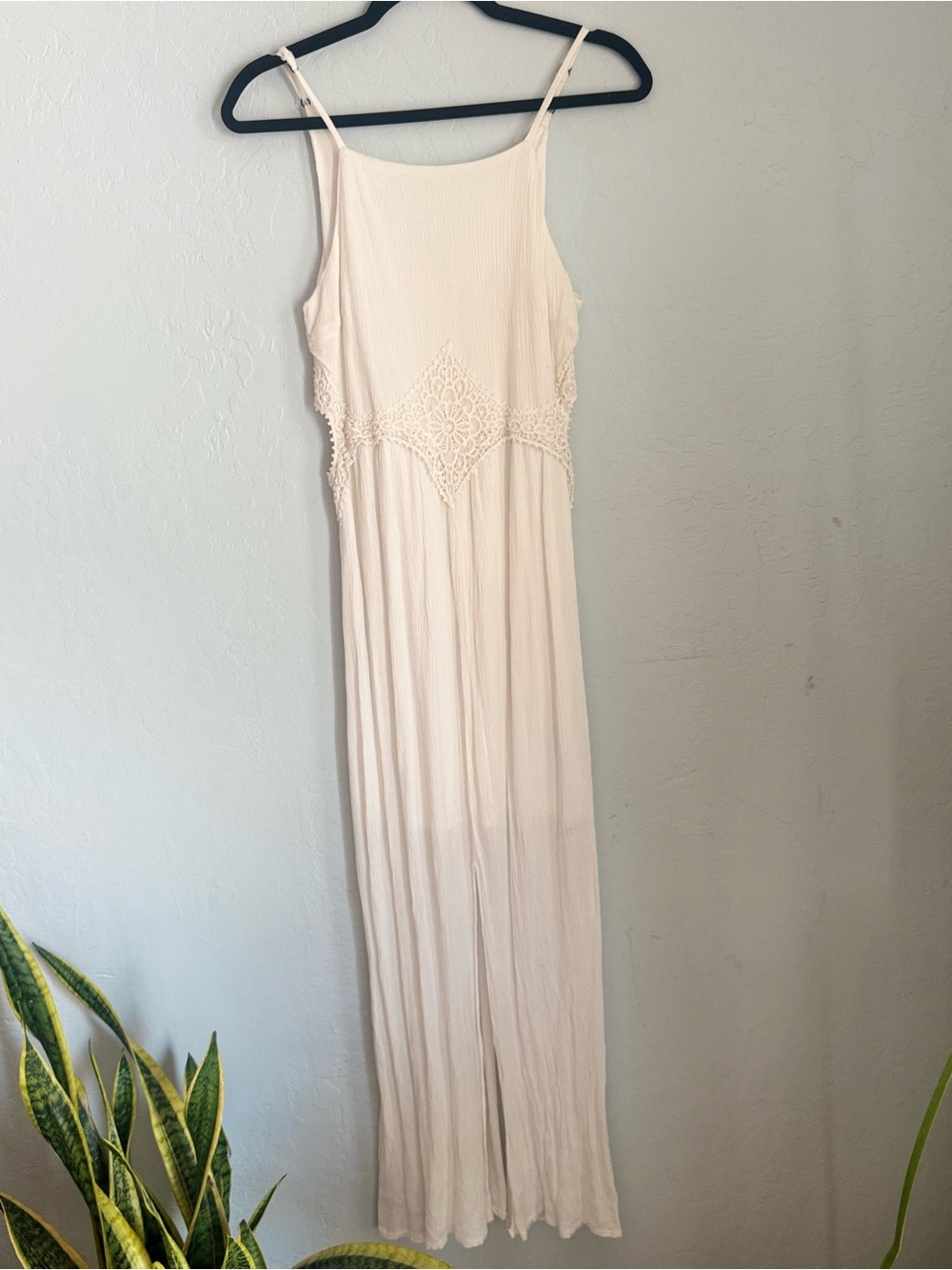 Xhilaration Cream Maxi Dress with Lace Waist Detail